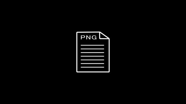 PNG file icon animation with text label isolated on dark background.Document types in flat style.
