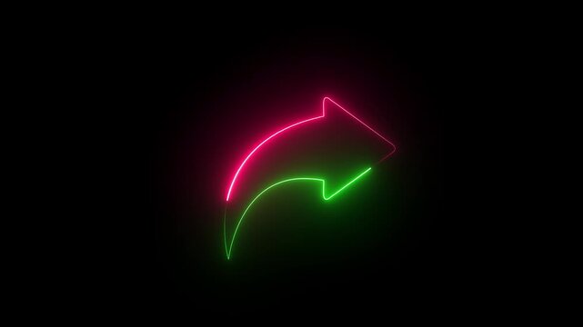 Animated neon refresh reload loop arrows icons, glowing sets of circular update icon on a black background.