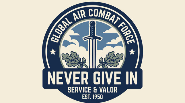 Global Air Combat Force Never Give In Sword and Oak Leaves Emblem
