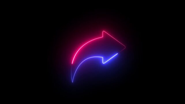 Animated neon refresh reload loop arrows icons, glowing sets of circular update icon on a black background.