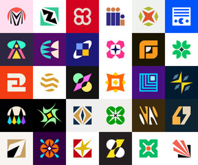 Fototapeta premium Abstract logos collection. Geometrical abstract logos. Icon design 