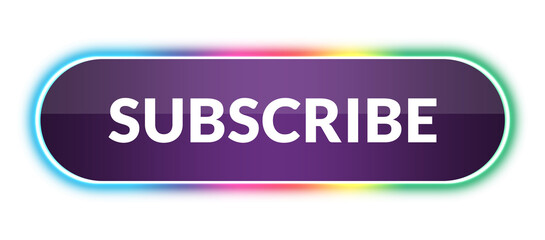 Fototapeta premium Neon Subscribe Button UI PNG with Glowing Colorful Border and Transparent Background