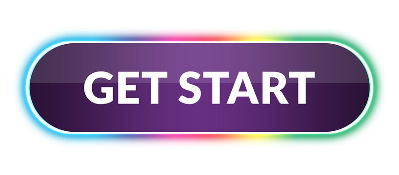 Neon Get Started Button UI PNG with Gradient Glow and Transparent Background