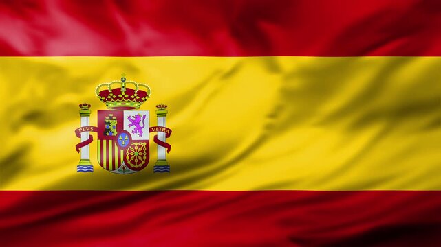 Spain Spanish National Symbol Close Up Waving Flag Animation Loop