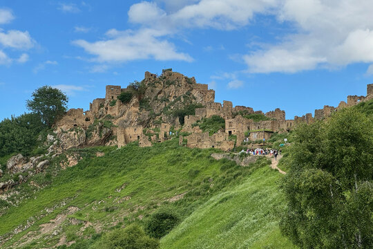 Gamsutl Ruins On Green Hillside