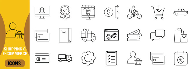 Shopping and e-commerce vector icons. shopping cart icon set, credit card icon set, delivery truck icon set © Fahim