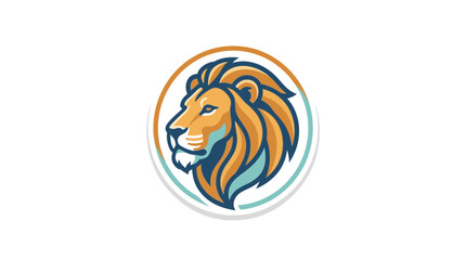 Lion head in circular graphic design. © satu