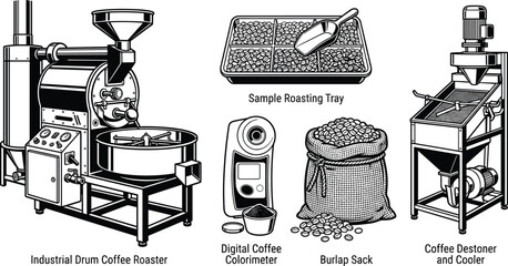 Professional industrial coffee roasting equipment and processing tools for artisan coffee production © Jahid
