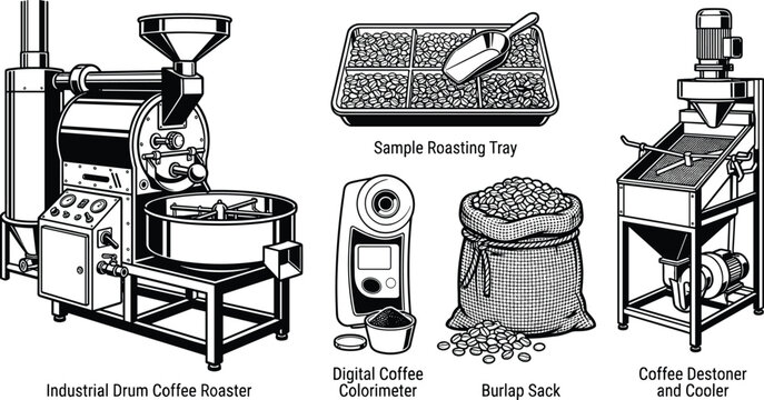 Professional industrial coffee roasting equipment and processing tools for artisan coffee production
