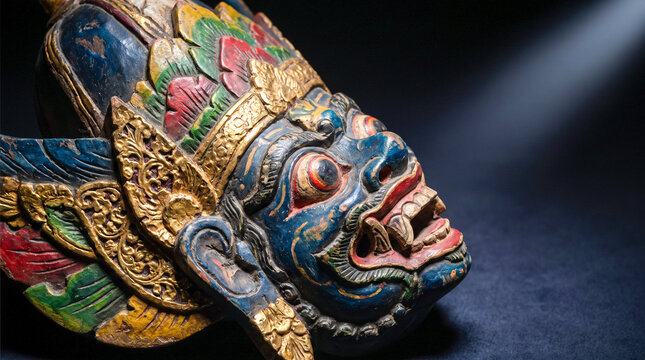M&aacute;scara tradicional artesanal con detalles coloridos y acabado premium para celebraciones culturales.