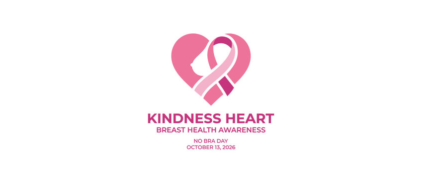Pink heart and ribbon logo for breast health awareness campaign