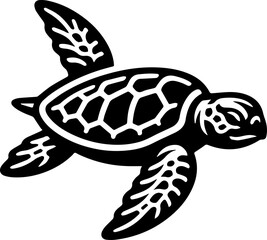 Fototapeta premium Graceful Sea Turtle Silhouette Swimming Through Ocean Waters at Sunset