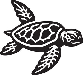 Fototapeta premium Graceful Sea Turtle Silhouette Swimming Through Ocean Waters at Sunset