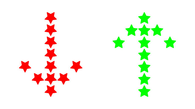 Red and Green arrow made from small stars