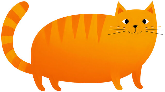Charming and Playful Orange Striped Cat Illustration with a Cheerful Smile, a Vibrant Feline Character for Whimsical Designs and Creative Projects