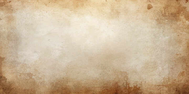 Vintage Aged Parchment Paper Texture Background with Grunge Antique Brown Stained Surface and Worn Retro Blank Page Design Pattern