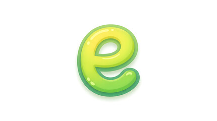Obraz premium A close-up view of a shiny green letter e with gradient effect