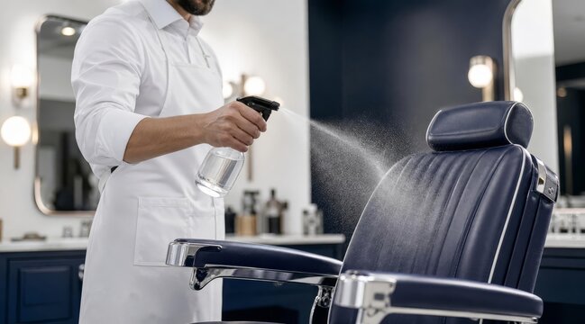 Barber chair sanitation in a professional salon