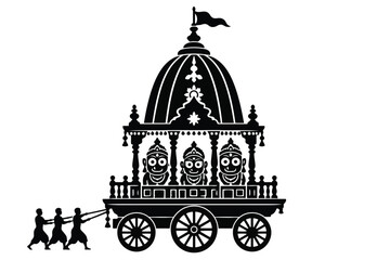 Obraz premium Traditional Indian Chariot Procession Silhouette for Jagannath Rath Yatra Festival Celebration