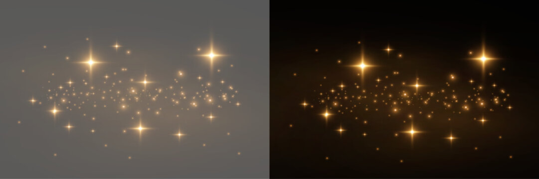 Golden illumination with shimmering particles. Lights and glowing pollen give the design a festive Christmas glow PNG.