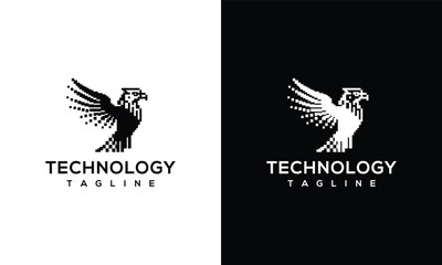 Fototapeta premium Modern Digital Pixel Eagle Logo for Technology Company