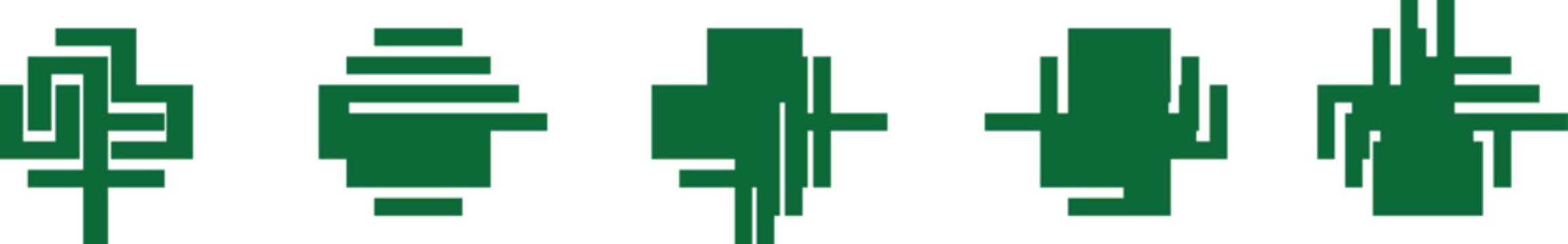 Modern pixel art plus and minus icons set