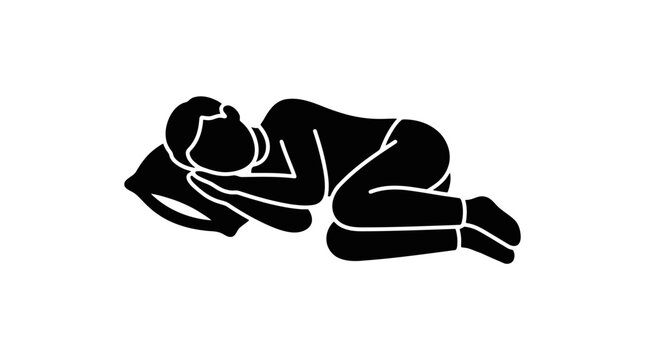 a person lying on their side sleeping.