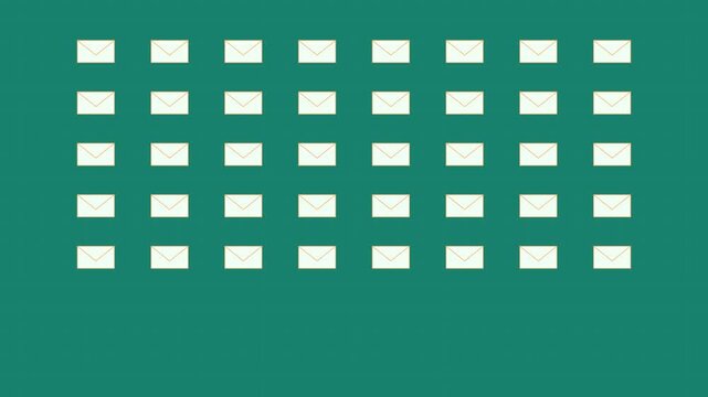 Digital email notification grid animation: incoming messages and communication concept 4k