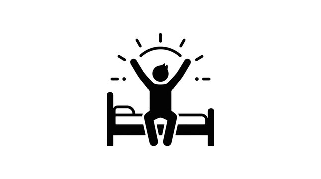 Man waking up in bed feeling energized.