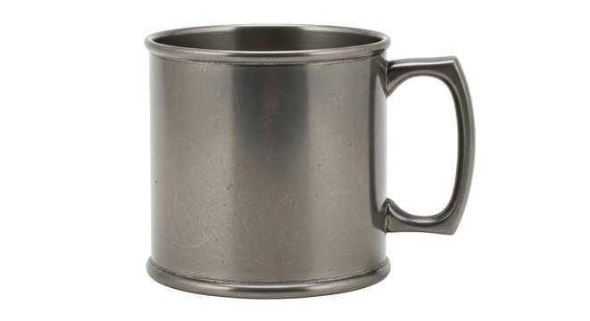 Vintage metal tankard mug cup isolated on white background