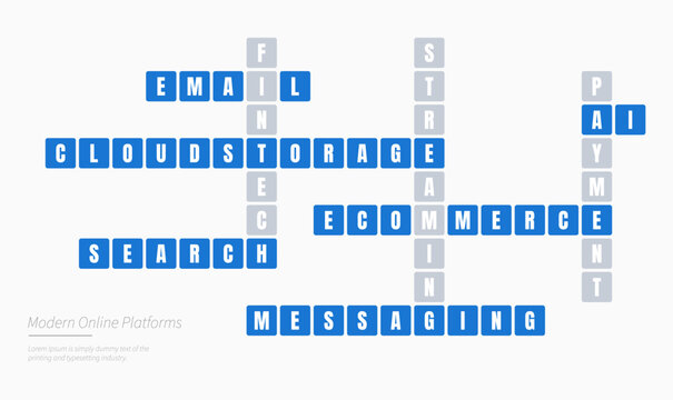 Modern Online Platforms Design Layout! Concept with crossword forming service provided!
