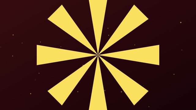 Golden sunburst radial pattern animation on dark 4k background, for motion and, abstract projects