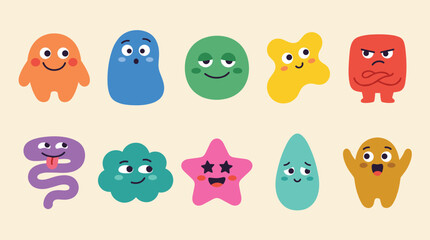 Fototapeta premium Cute colorful cartoon monsters and funny creatures vector collection
