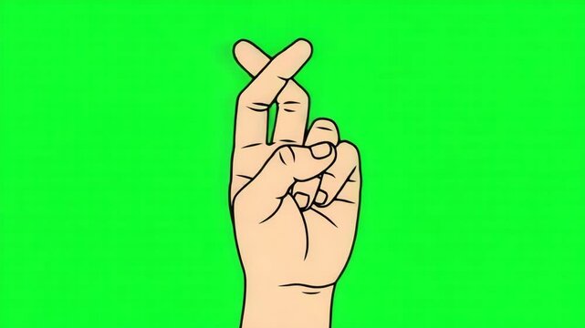Cartoon hand making a Korean finger heart gesture on a vibrant green screen background expressing love affection and friendship 4k video