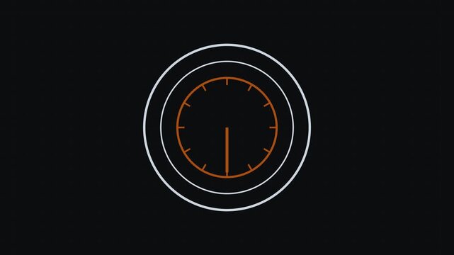 Minimalist digital clock interface animation with rotating circular loading for ui and time management concepts 4k