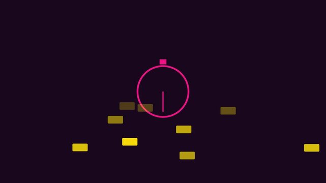 Minimalist stopwatch timer animation with floating digital data blocks for business productivity and time management concepts 4k