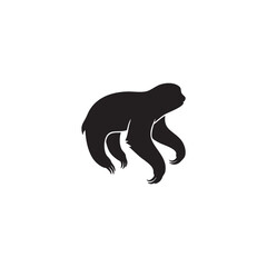 Black gorilla silhouette standing isolated on white background, Vector, illustration © Emdad