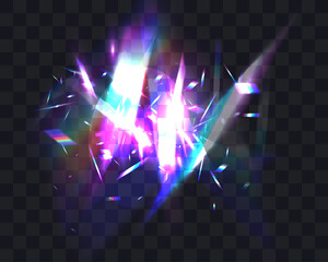 Abstract Prism Light Explosion with Glitch Shards, Rainbow Lens Flare and Energy Burst Isolated on Transparent Background © NAUM