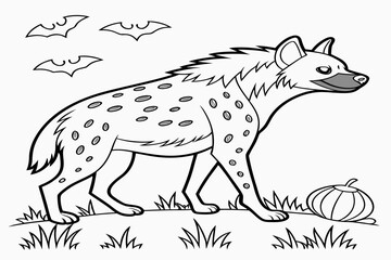 Fototapeta premium coloring page line art the halloween hyena animal black vector