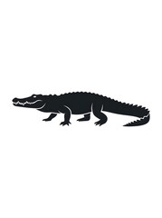 Fototapeta premium Powerful and ancient reptile silhouette, depicting a formidable crocodile or alligator with its characteristic long snout and scaly body, ideal for wildlife and nature themes
