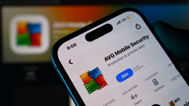 Smartphone screen displaying AVG Mobile Security app