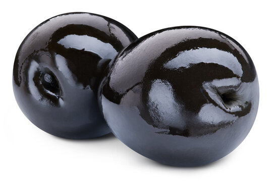 Organic black olives. Black olives isolated on white background with clipping path