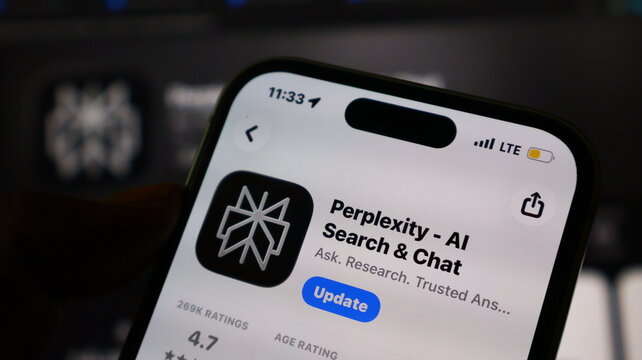 Smartphone screen displaying Perplexity AI app