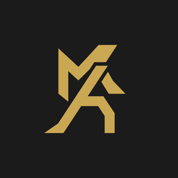 Modern Geometric Monogram MA Logo Design Golden Abstract Branding Element
