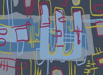 Abstract image for printing. Picture for modern interiors. The picture is painted by hand on a tablet. © neurostructure