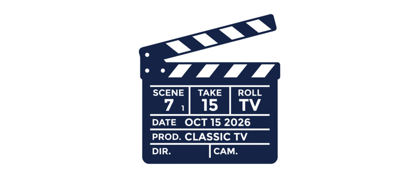Professional film production clapperboard icon for cinema industry