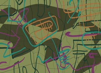 Abstract image for printing. Picture for modern interiors. The picture is painted by hand on a tablet. © neurostructure
