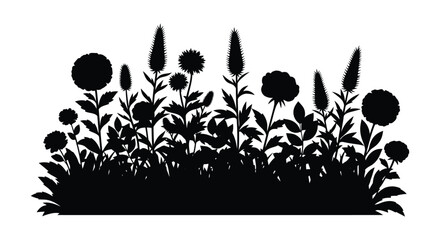 Floral Silhouette Design On White Background A Botanical Arrangement flowers © Bristy