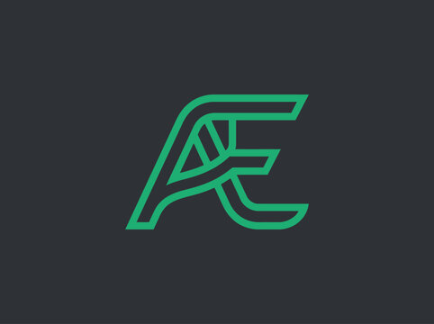 Modern Abstract Neon Green Letter AE Logo Design