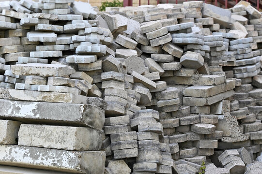 Dismantled paving stone and curbstone